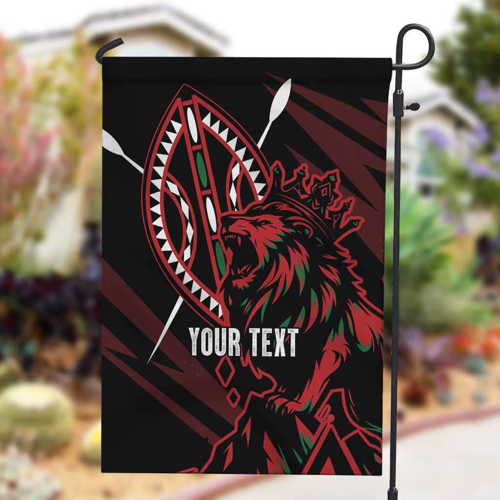 Kenya Personalized Lion Garden Flag Stylized Maasai Shield - African Pride