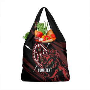 Kenya Personalized Lion Grocery Bag Stylized Maasai Shield - African Pride