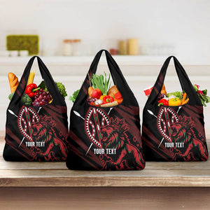Kenya Personalized Lion Grocery Bag Stylized Maasai Shield - African Pride