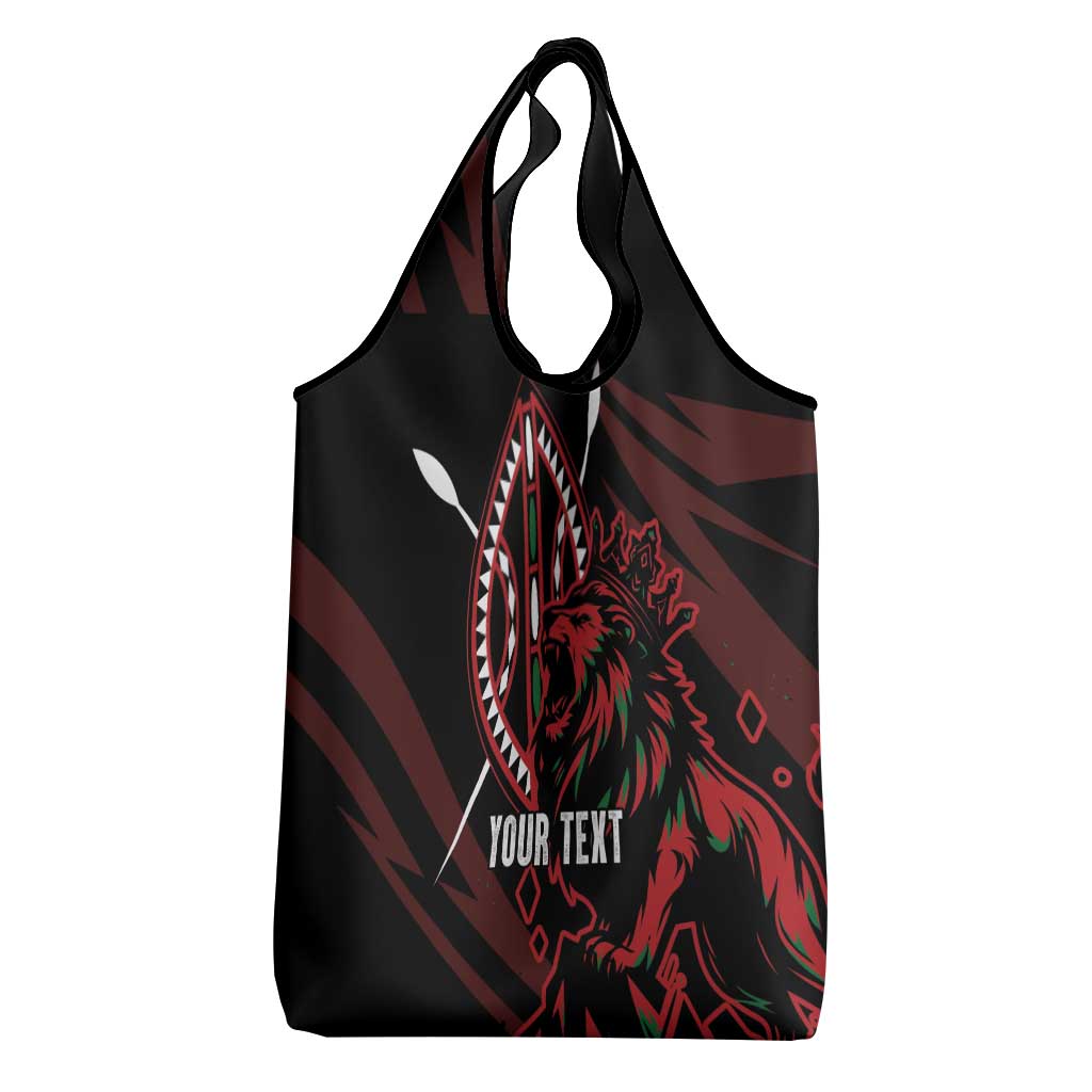 Kenya Personalized Lion Grocery Bag Stylized Maasai Shield - African Pride