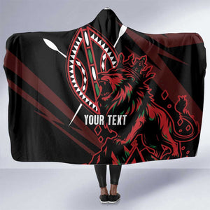 Kenya Personalized Lion Hooded Blanket Stylized Maasai Shield - African Pride