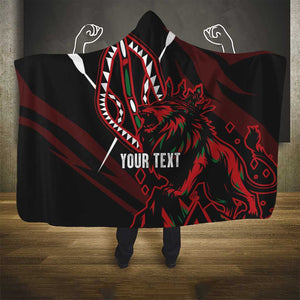 Kenya Personalized Lion Hooded Blanket Stylized Maasai Shield - African Pride