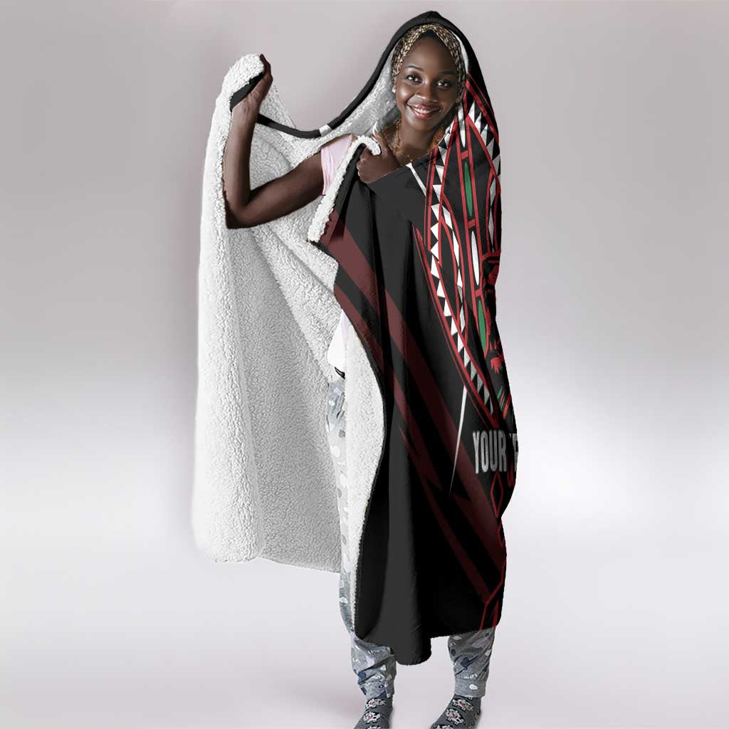 Kenya Personalized Lion Hooded Blanket Stylized Maasai Shield - African Pride