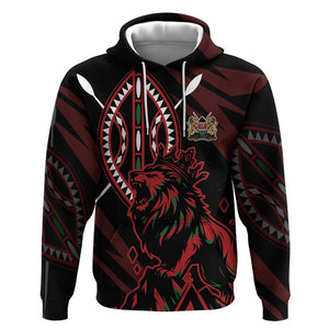 Kenya Personalized Lion Hoodie Stylized Maasai Shield - African Pride