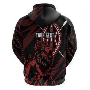 Kenya Personalized Lion Hoodie Stylized Maasai Shield - African Pride