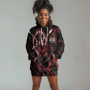Kenya Personalized Lion Hoodie Dress Stylized Maasai Shield - African Pride