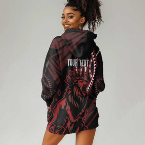 Kenya Personalized Lion Hoodie Dress Stylized Maasai Shield - African Pride
