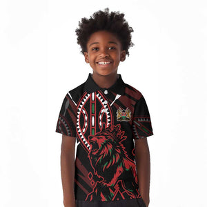 Kenya Personalized Lion Kid Polo Shirt Stylized Maasai Shield - African Pride