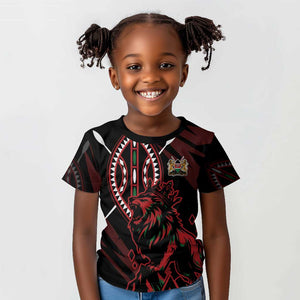 Kenya Personalized Lion Kid T shirt Stylized Maasai Shield - African Pride