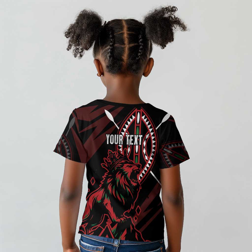 Kenya Personalized Lion Kid T shirt Stylized Maasai Shield - African Pride