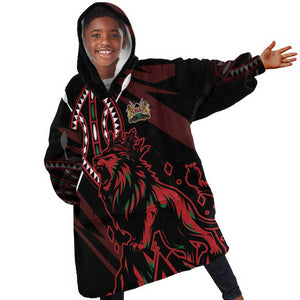 Kenya Personalized Lion Kid Wearable Blanket Hoodie Stylized Maasai Shield - African Pride