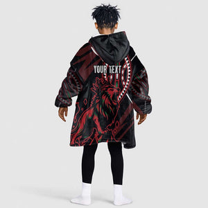 Kenya Personalized Lion Kid Wearable Blanket Hoodie Stylized Maasai Shield - African Pride