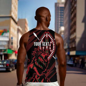 Kenya Personalized Lion Men Tank Top Stylized Maasai Shield - African Pride