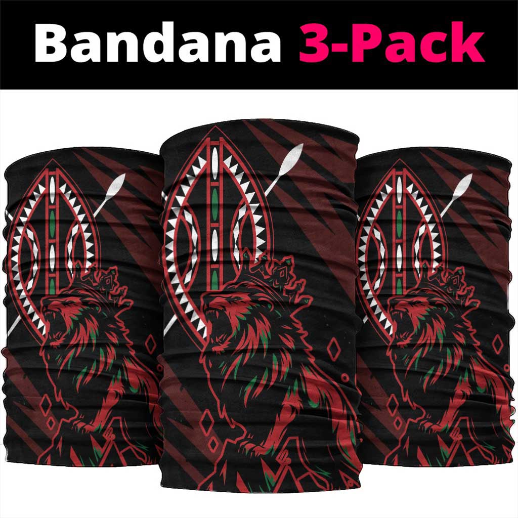 Kenya Personalized Lion Neck Gaiter Stylized Maasai Shield - African Pride
