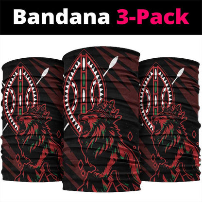 Kenya Personalized Lion Neck Gaiter Stylized Maasai Shield - African Pride