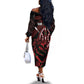 Kenya Personalized Lion Off The Shoulder Long Sleeve Dress Stylized Maasai Shield - African Pride