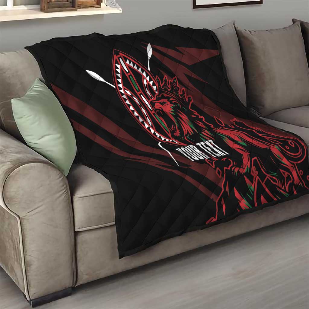 Kenya Personalized Lion Quilt Stylized Maasai Shield - African Pride