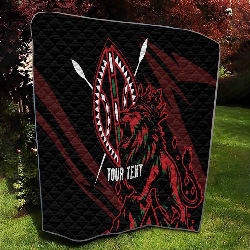 Kenya Personalized Lion Quilt Stylized Maasai Shield - African Pride
