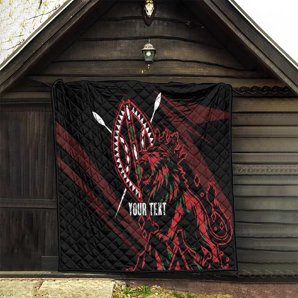 Kenya Personalized Lion Quilt Stylized Maasai Shield - African Pride
