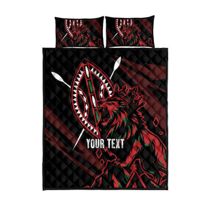 Kenya Personalized Lion Quilt Bed Set Stylized Maasai Shield - African Pride