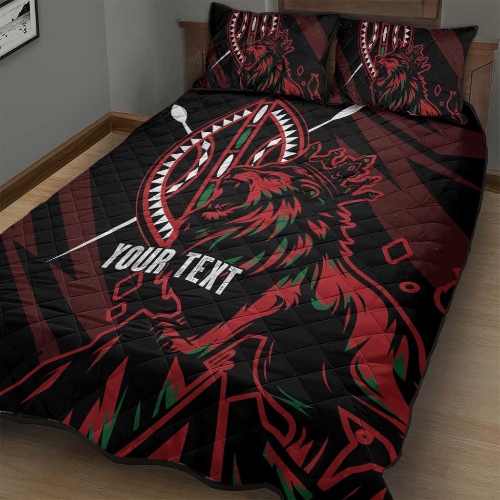 Kenya Personalized Lion Quilt Bed Set Stylized Maasai Shield - African Pride