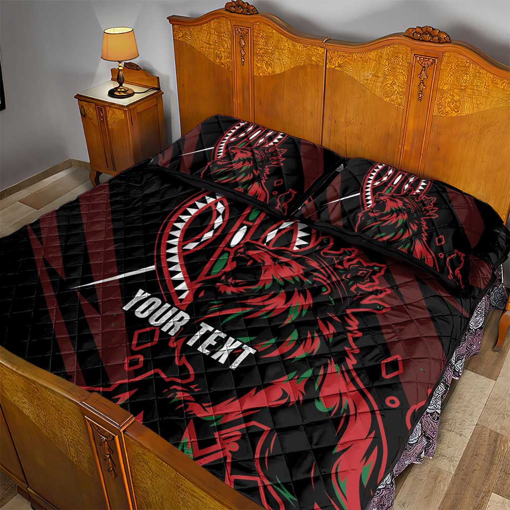 Kenya Personalized Lion Quilt Bed Set Stylized Maasai Shield - African Pride