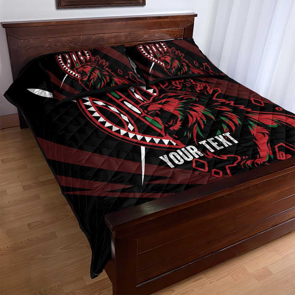 Kenya Personalized Lion Quilt Bed Set Stylized Maasai Shield - African Pride