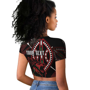 Kenya Personalized Lion Raglan Cropped T shirt Stylized Maasai Shield - African Pride