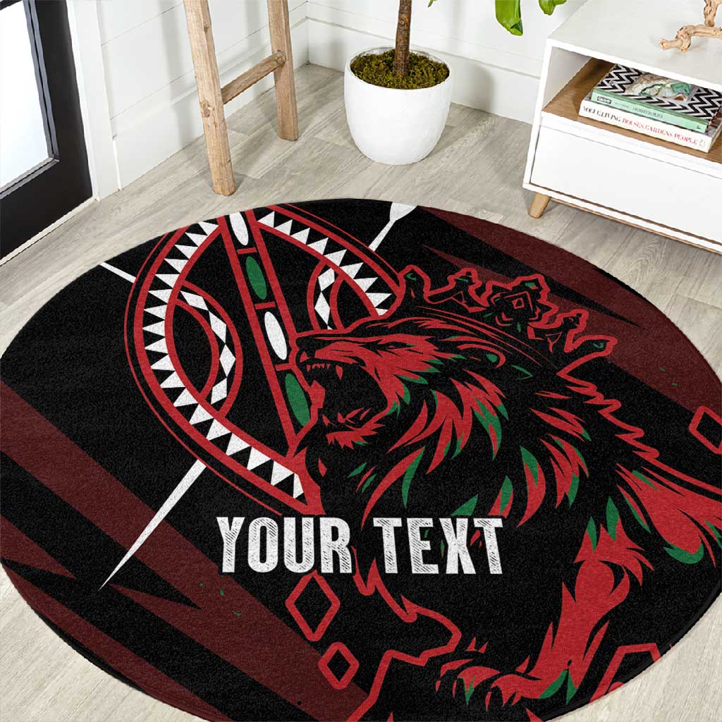 Kenya Personalized Lion Round Carpet Stylized Maasai Shield - African Pride