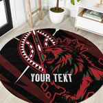 Kenya Personalized Lion Round Carpet Stylized Maasai Shield - African Pride