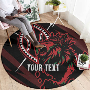 Kenya Personalized Lion Round Carpet Stylized Maasai Shield - African Pride