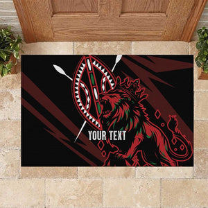 Kenya Personalized Lion Rubber Doormat Stylized Maasai Shield - African Pride