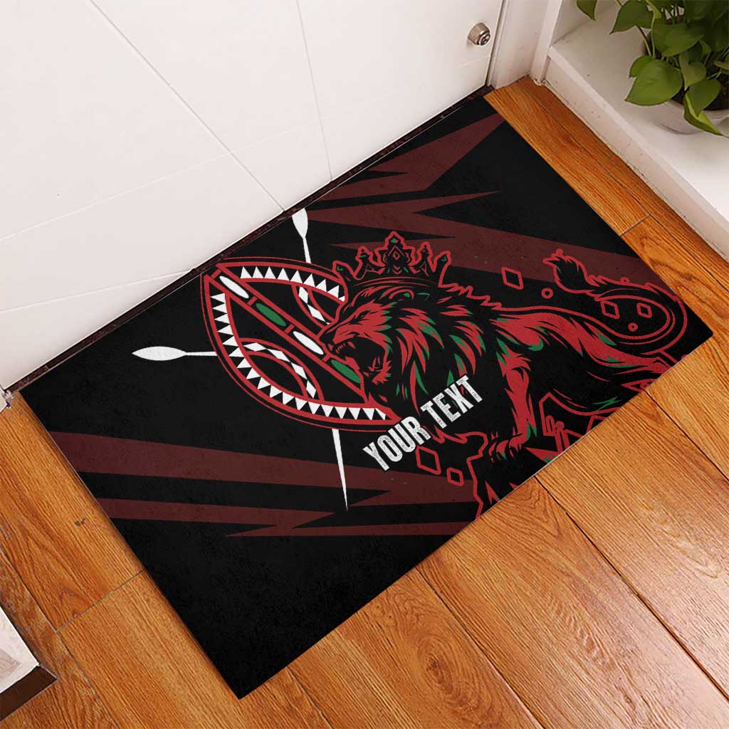 Kenya Personalized Lion Rubber Doormat Stylized Maasai Shield - African Pride