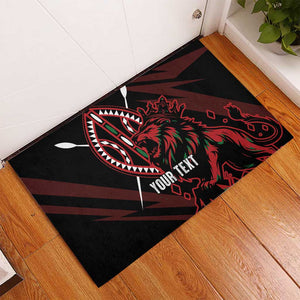 Kenya Personalized Lion Rubber Doormat Stylized Maasai Shield - African Pride