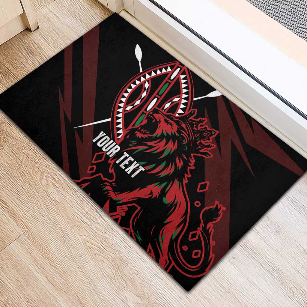 Kenya Personalized Lion Rubber Doormat Stylized Maasai Shield - African Pride