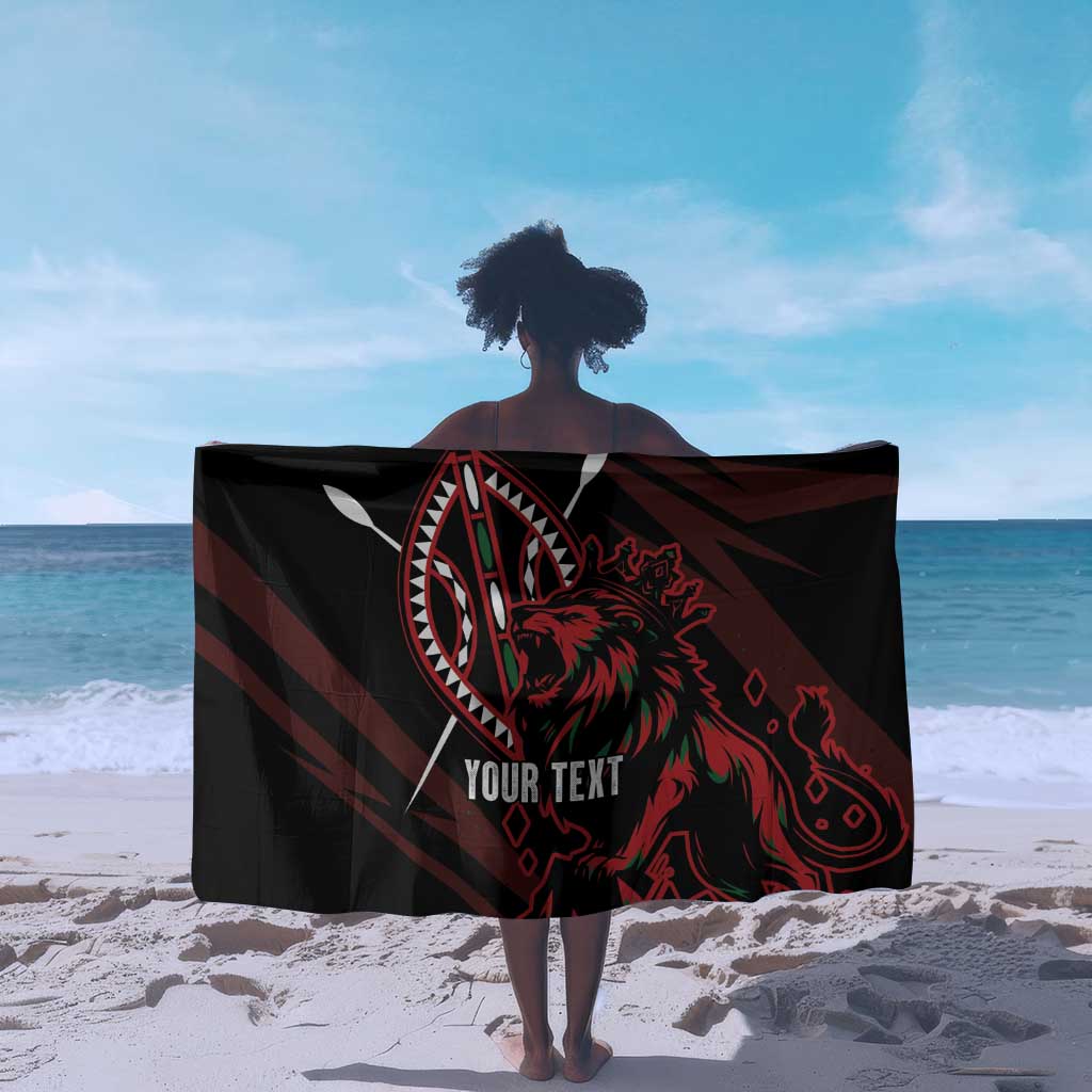 Kenya Personalized Lion Sarong Stylized Maasai Shield - African Pride