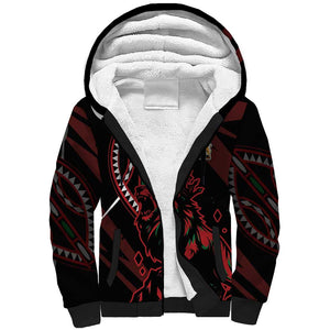 Kenya Personalized Lion Sherpa Hoodie Stylized Maasai Shield - African Pride
