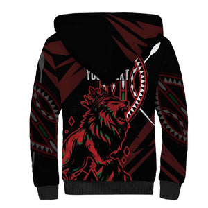 Kenya Personalized Lion Sherpa Hoodie Stylized Maasai Shield - African Pride