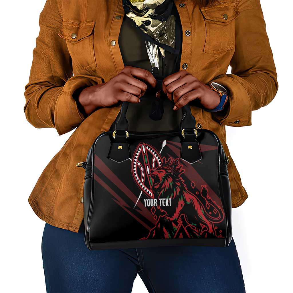 Kenya Personalized Lion Shoulder Handbag Stylized Maasai Shield - African Pride