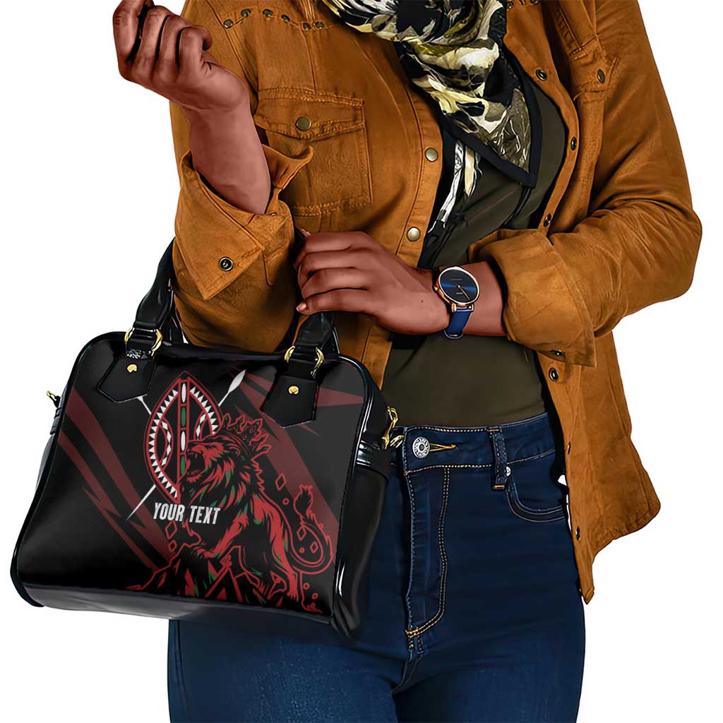 Kenya Personalized Lion Shoulder Handbag Stylized Maasai Shield - African Pride