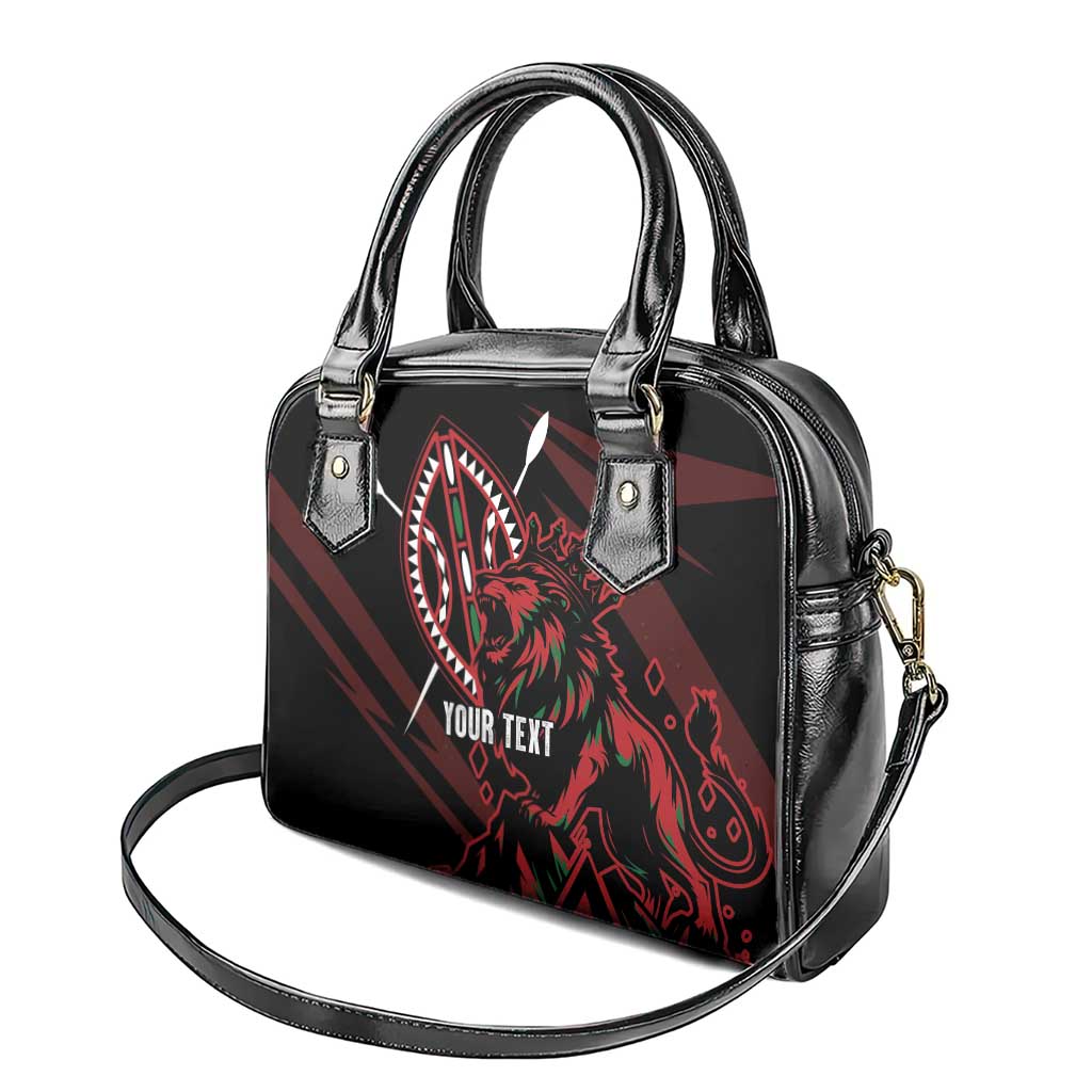 Kenya Personalized Lion Shoulder Handbag Stylized Maasai Shield - African Pride