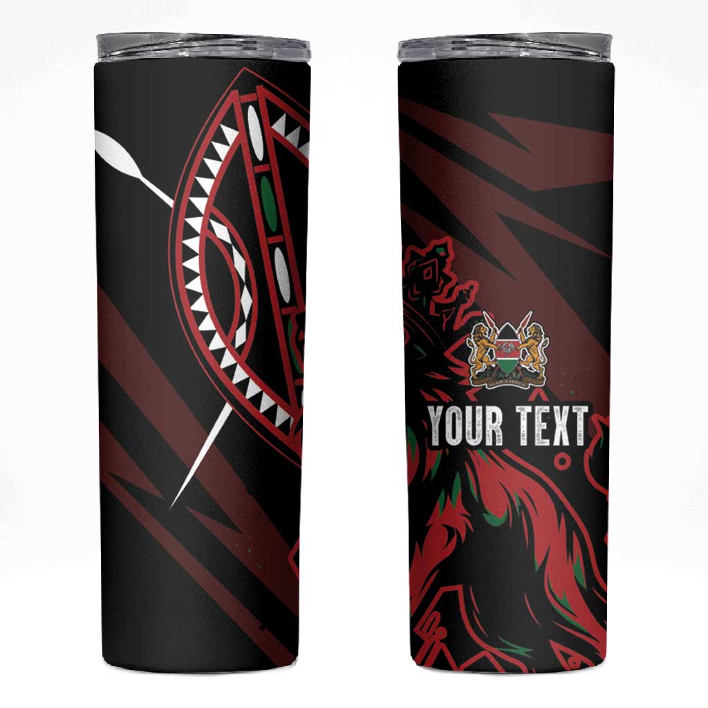 Kenya Personalized Lion Skinny Tumbler Stylized Maasai Shield - African Pride