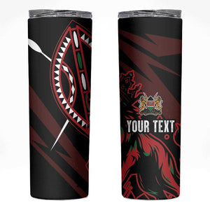 Kenya Personalized Lion Skinny Tumbler Stylized Maasai Shield - African Pride