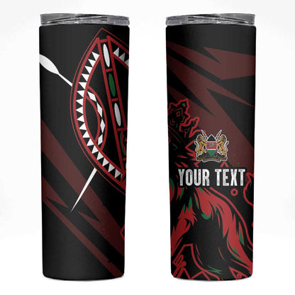 Kenya Personalized Lion Skinny Tumbler Stylized Maasai Shield - African Pride