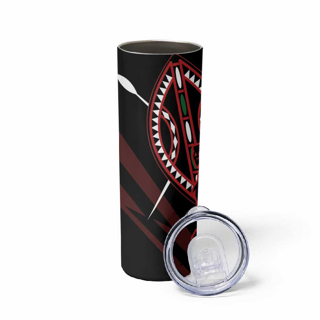 Kenya Personalized Lion Skinny Tumbler Stylized Maasai Shield - African Pride