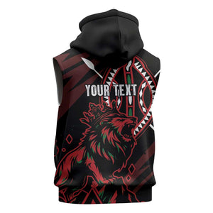 Kenya Personalized Lion Sleeveless Zip Hoodie Stylized Maasai Shield - African Pride