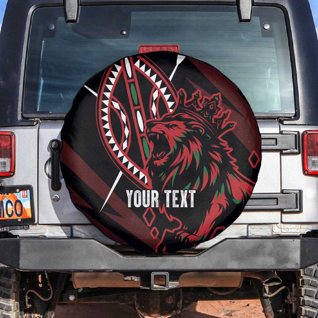 Kenya Personalized Lion Spare Tire Cover Stylized Maasai Shield - African Pride