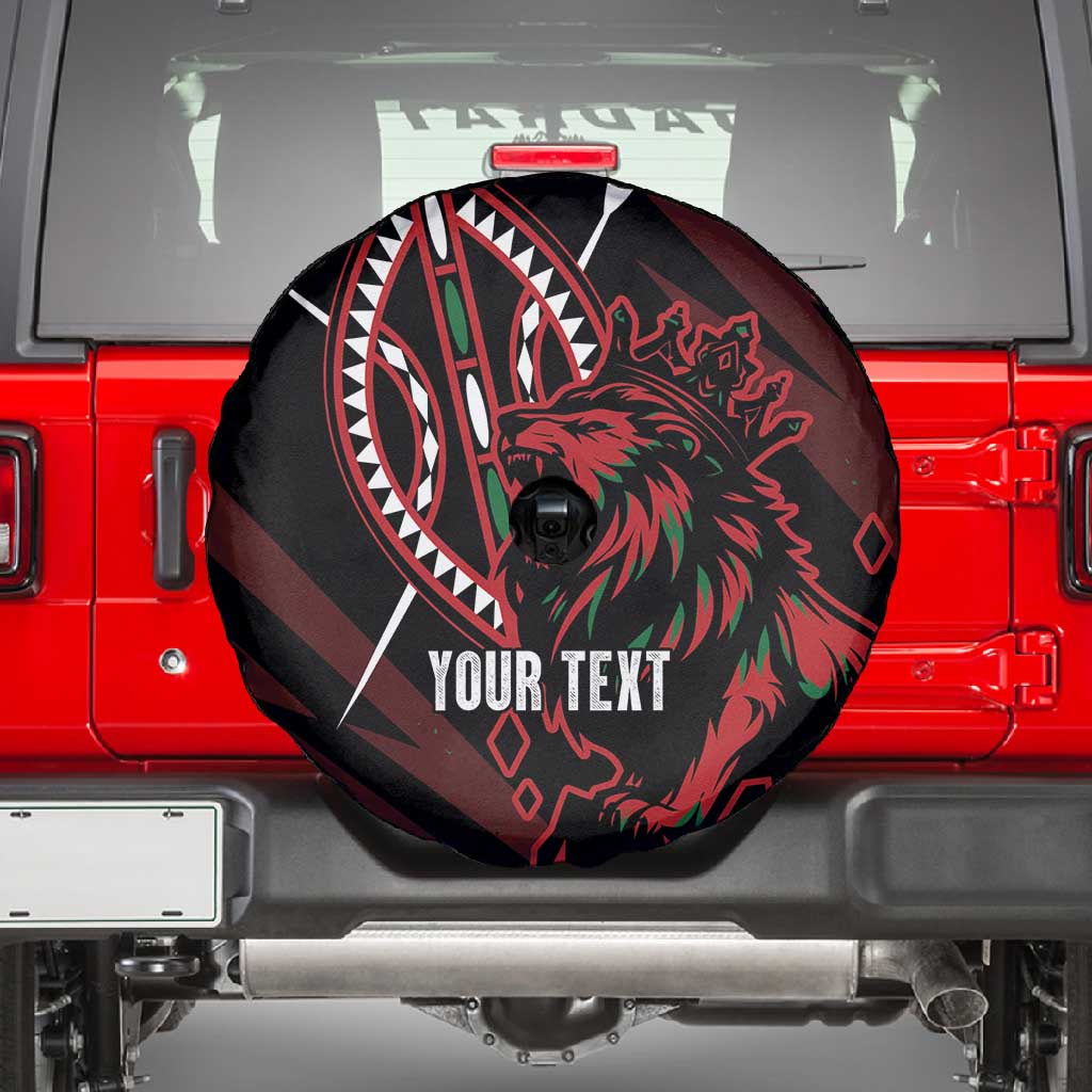 Kenya Personalized Lion Spare Tire Cover Stylized Maasai Shield - African Pride