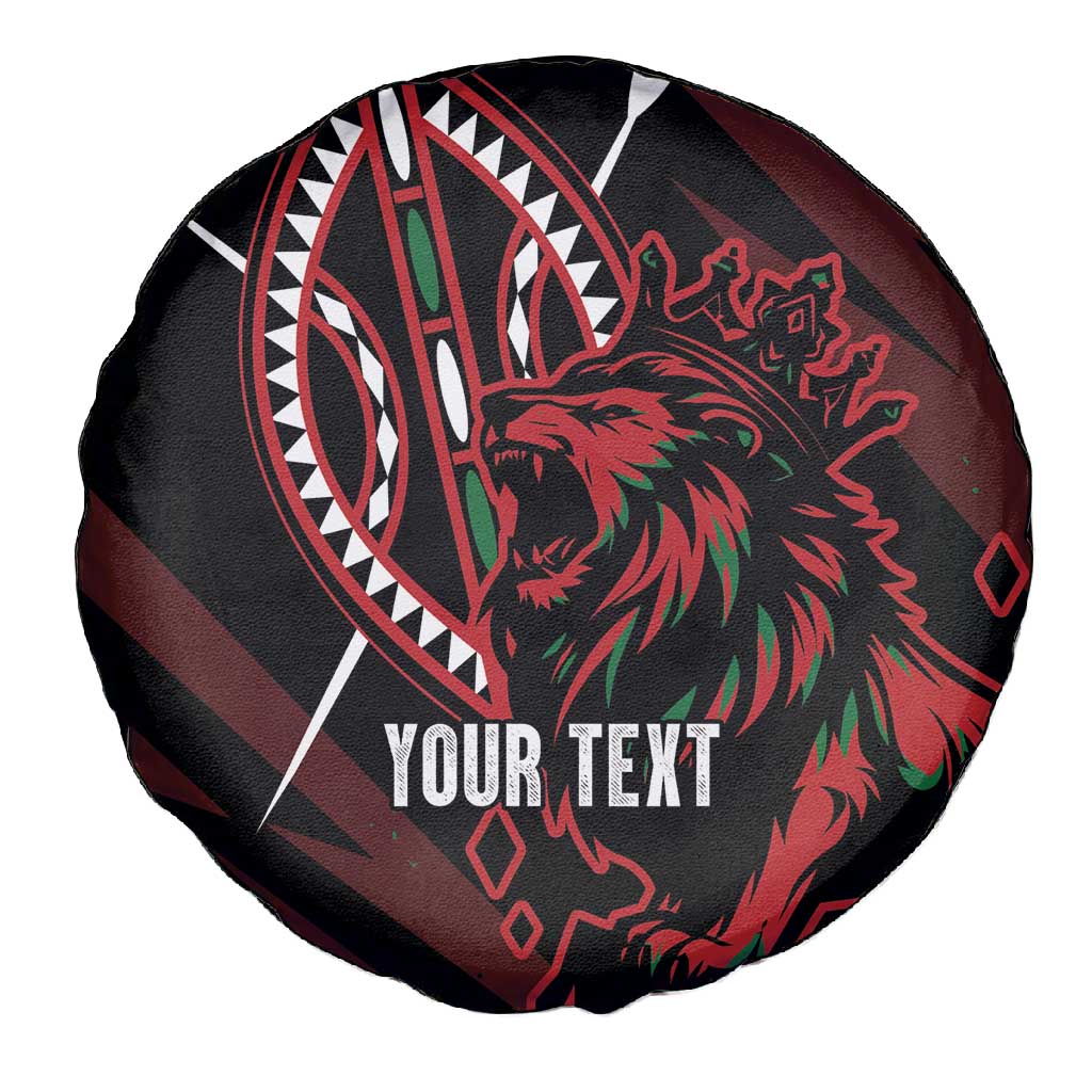 Kenya Personalized Lion Spare Tire Cover Stylized Maasai Shield - African Pride