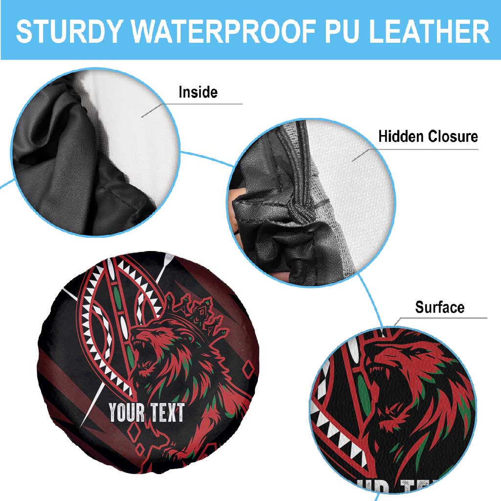 Kenya Personalized Lion Spare Tire Cover Stylized Maasai Shield - African Pride